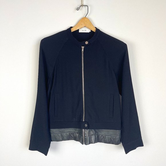 A.C.L. Lamb Leather Trimmed Contrast Moto Jacket